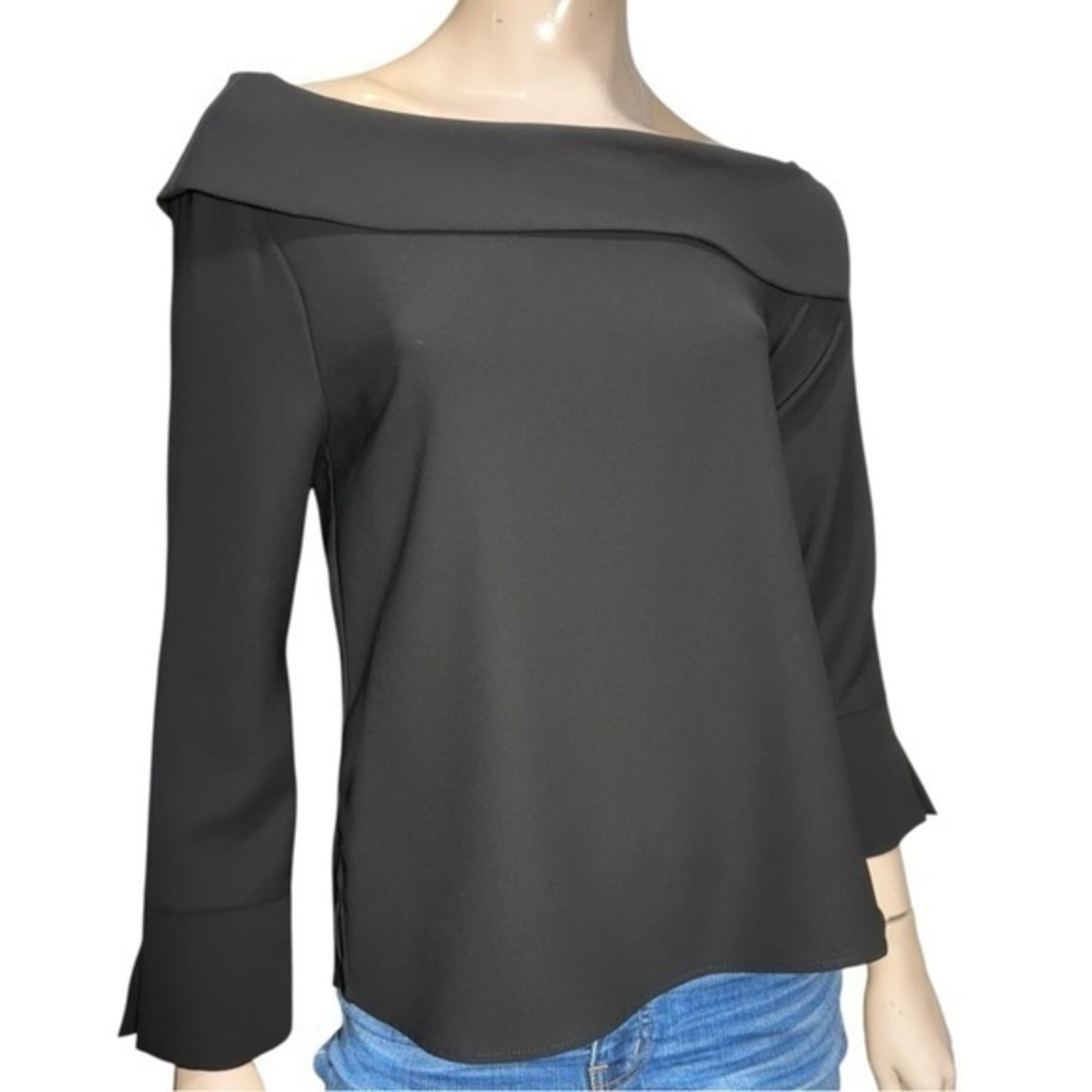 Drew NWT Women’s Size S Black Chantelle Off the Shoulder Crepe Top Shirt Blouse